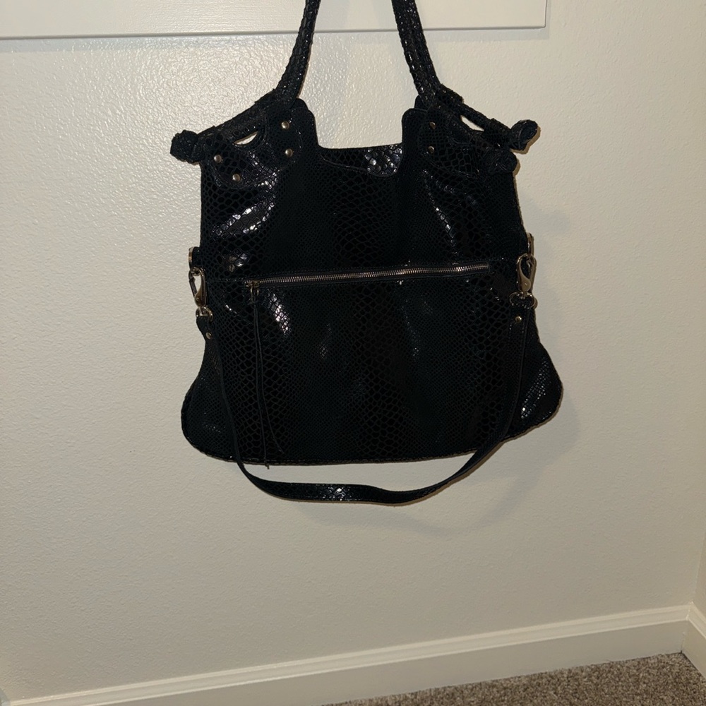 Pietro Alessandro Glossy Black Shoulder Bag
